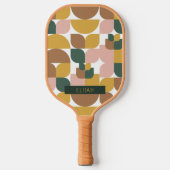 Retro geometrisch patroon bruin pickleball paddle (Voorkant)