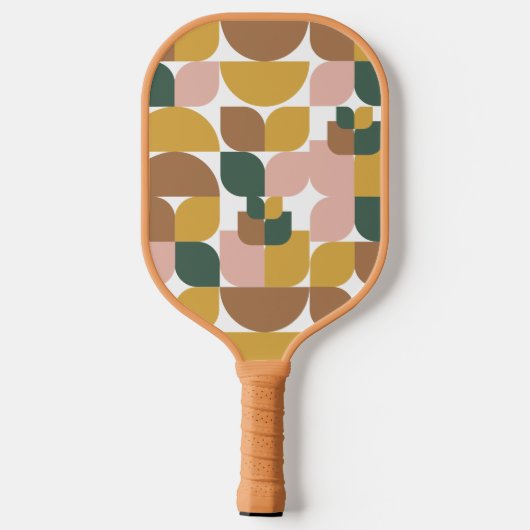 Retro geometrisch patroon bruin pickleball paddle (Achterkant)