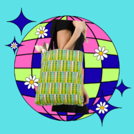 Retro geometrisch patroon carryall tote bag