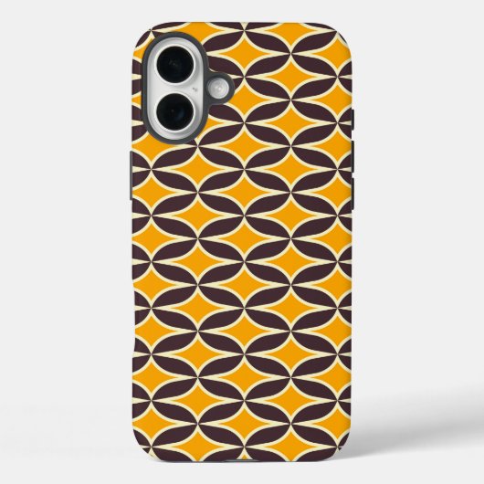 Retro geometrisch patroon geel en bruin blad Case-Mate iPhone case (Achterkant)