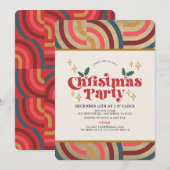 Retro Geometrisch Patroon Gouden Kerstfeest Kaart (Voorkant / Achterkant)