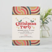 Retro Geometrisch Patroon Gouden Kerstfeest Kaart (Staand voorkant)