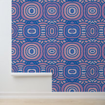Retro geometrisch patroon in blauw en roze