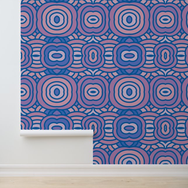Retro geometrisch patroon in blauw en roze behang (Applicatie)