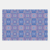 Retro geometrisch patroon in blauw en roze inpakpapier vel (Voorkant 3)