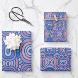 Retro geometrisch patroon in blauw en roze inpakpapier vel