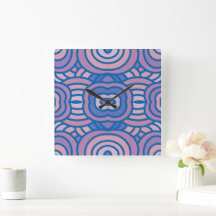 Retro geometrisch patroon in blauw en roze