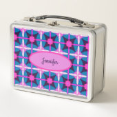 Retro Geometrisch Patroon in Roze, Paarse & Blauw (Voorkant)