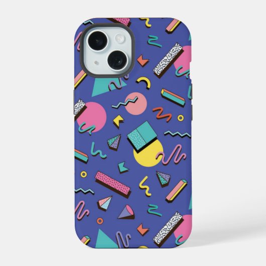 Retro geometrisch patroon iPhone 15 case (Achterkant)