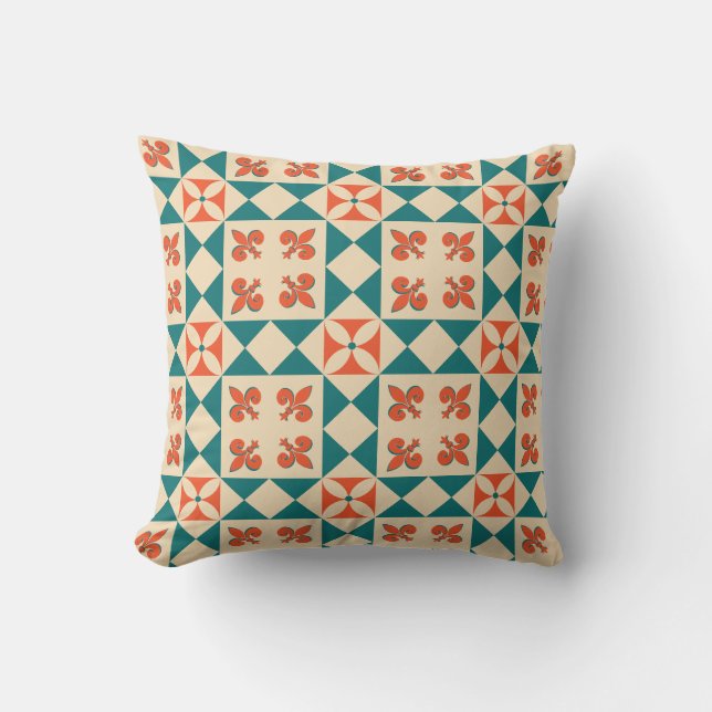 Retro geometrisch patroon kussen (Voorkant)
