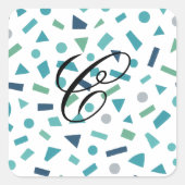 Retro geometrisch patroon – Memphis Style Design u Vierkante Sticker (Voorkant)