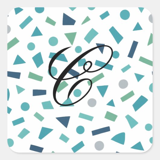 Retro geometrisch patroon – Memphis Style Design u Vierkante Sticker (Voorkant)