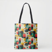 Retro geometrisch patroon met heldere kleuren tote bag (Voorkant)
