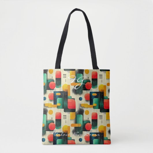 Retro geometrisch patroon met heldere kleuren tote bag (Voorkant)