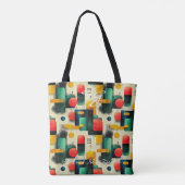 Retro geometrisch patroon met heldere kleuren tote bag (Achterkant)