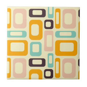 Retro geometrisch patroon met lichte beige achterg tegeltje