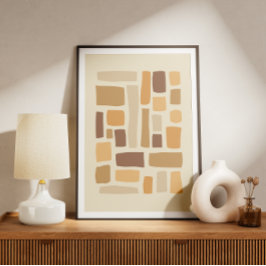 Retro geometrisch patroon met rechthoeken poster