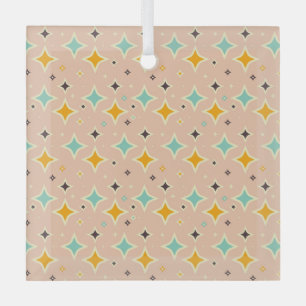Retro geometrisch patroon met turquoise, oranje, z glas ornament