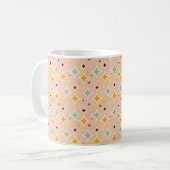 Retro geometrisch patroon met turquoise, oranje, z koffiemok (Voorkant links)