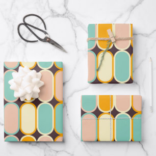 Retro geometrisch patroon met verticale ovalen inpakpapier vel