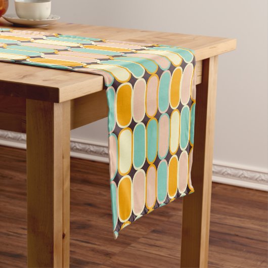 Retro geometrisch patroon met verticale ovalen korte tafelloper (Voorbeeld)