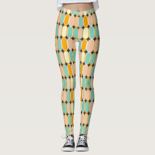 Retro geometrisch patroon met verticale ovalen leggings