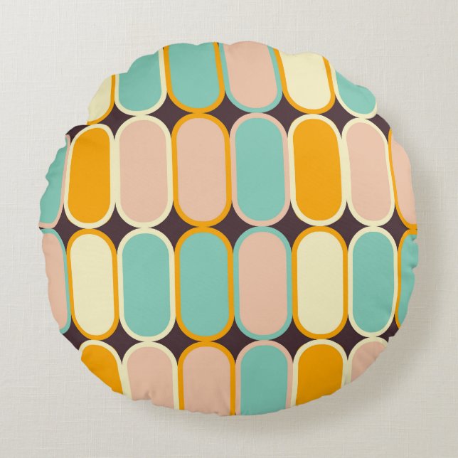 Retro geometrisch patroon met verticale ovalen rond kussen (Voorkant)