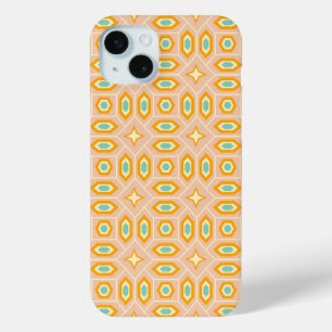 Retro geometrisch patroon met zeshoeken en sterren iPhone 15 mini hoesje