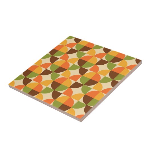 Retro Geometrisch Patroon Mid Mod Herfst Tegeltje (Zijkant)