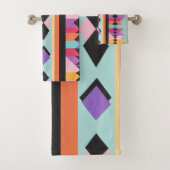 Retro geometrisch patroon mix bad handdoek (Insitu)