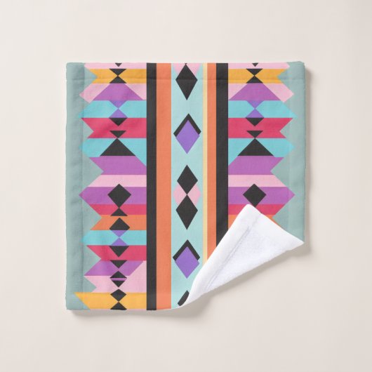 Retro geometrisch patroon mix bad handdoek (Wasdoekje)