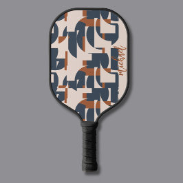 Retro Geometrisch Patroon Modern Monogram Pickleball Paddle