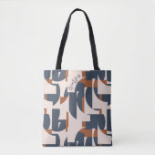 Retro Geometrisch Patroon Modern Monogram Tote Bag (Voorkant)