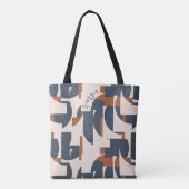 Retro Geometrisch Patroon Modern Monogram Tote Bag (Achterkant)