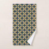 Retro geometrisch patroon Navy, Mosterd Bad Handdoek (Handdoek)