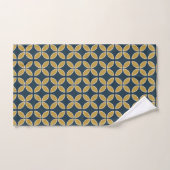 Retro geometrisch patroon Navy, Mosterd Bad Handdoek (Handdoek)