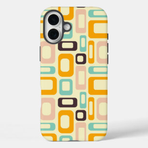 Retro geometrisch patroon op een lichtbeige achter iPhone 16 plus hoesje