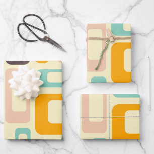 Retro geometrisch patroon op een lichtbeige achter inpakpapier vel