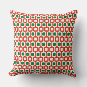 Retro Geometrisch Patroon: Rood en Groen Kussen