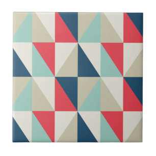 Retro geometrisch patroon van rode en blauwe drieh tegeltje