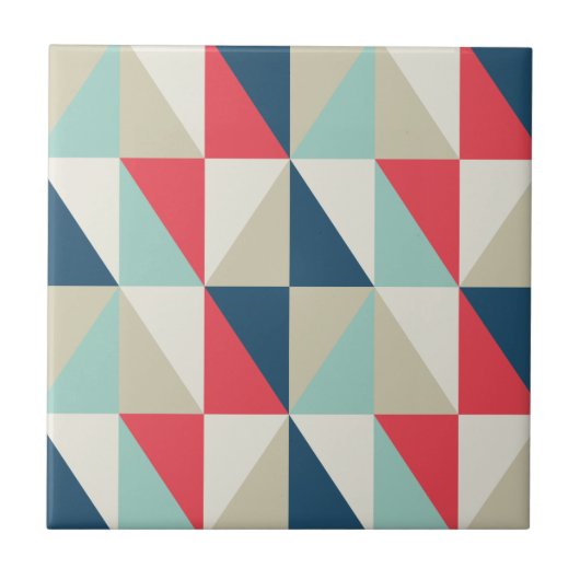 Retro geometrisch patroon van rode en blauwe drieh tegeltje (Voorkant)
