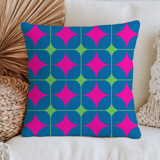 Retro geometrisch patroon, vet, midcentury modern kussen (Creator heeft geüpload)