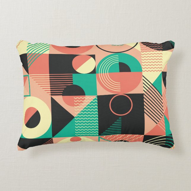 Retro geometrisch patroonontwerp accent kussen (Voorkant)