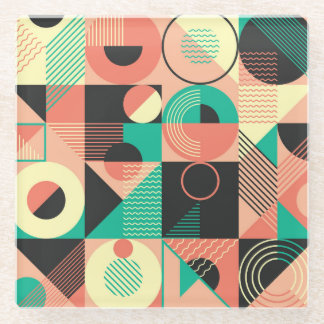 Retro geometrisch patroonontwerp glazen onderzetter