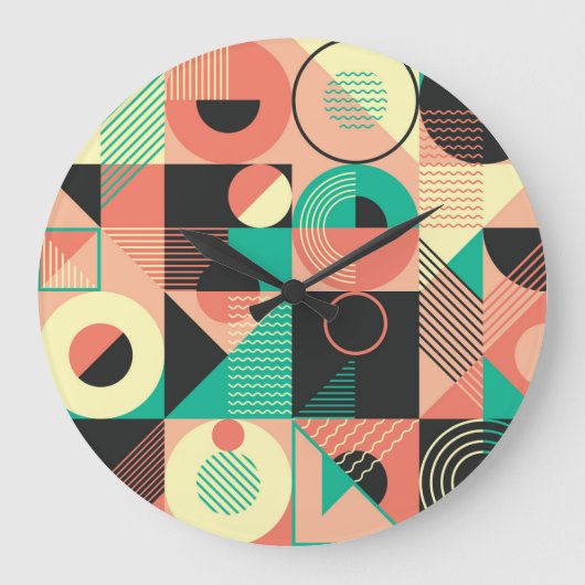 Retro geometrisch patroonontwerp grote klok (Voorkant)