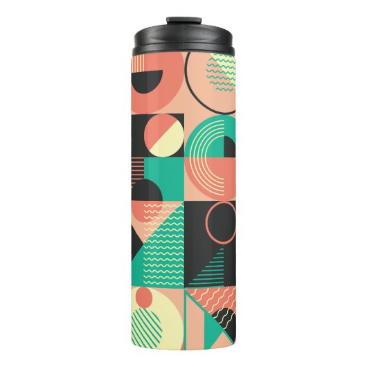 Retro geometrisch patroonontwerp thermosbeker (Voorkant)