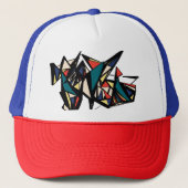 "Retro" geometrisch pet met meerdere kleuren (Voorkant)