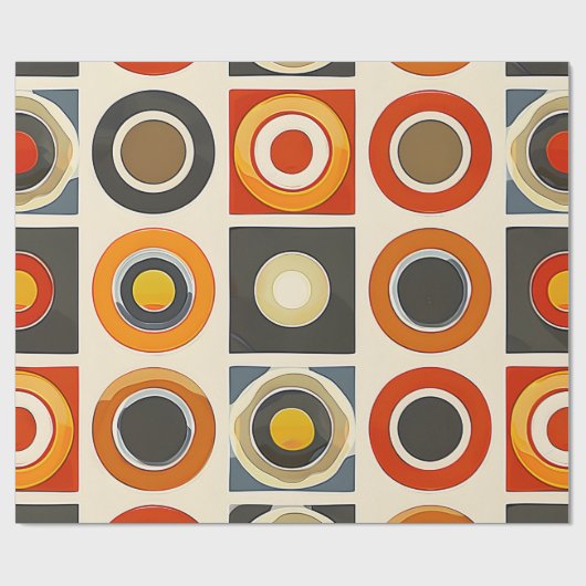 retro geometrisch raster cadeaupapier (Vlak)