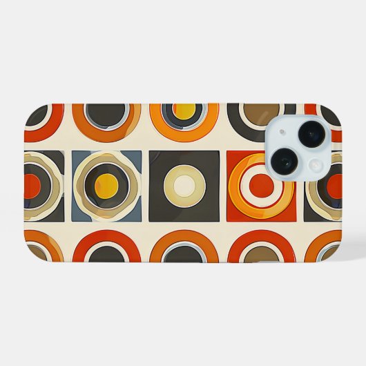 retro geometrisch raster iPhone 15 case (Achterkant horizontaal)