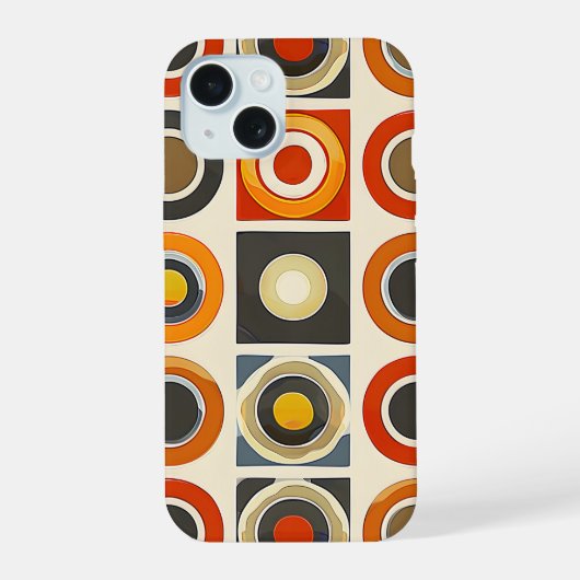 retro geometrisch raster iPhone 15 case (Achterkant)
